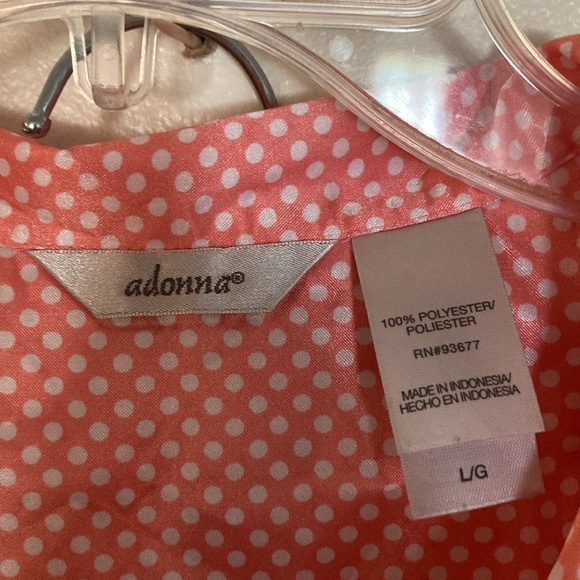 ❗️SALE❗️Adonna Polka Dot Vintage Silky Pajama Set Women’s Large Peach Color EUC - Picture 4 of 16